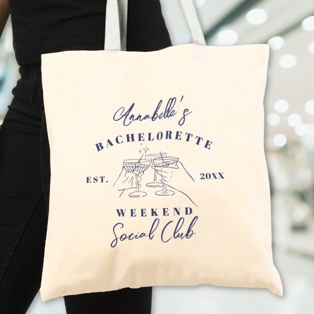 Social Club Preppy Möhippa Fest Tygkasse (Social Club Preppy Bachelorette Party Tote Bag)