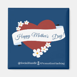 Social Connect Red Heart Lycklig Mors dag Magnet