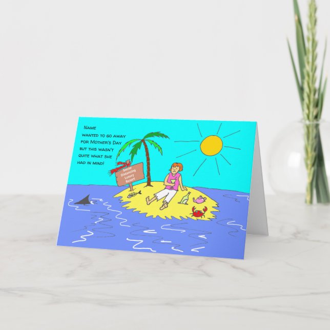 Social Distansering Kvinnlig Rolig Tecknad Mors Da Kort (Framsida)