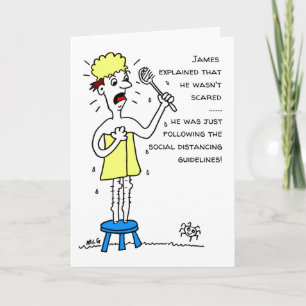 Social Distansering Tecknad Man Kort