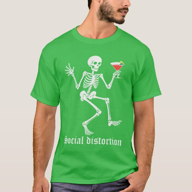 Social Distortions Skeleton Drinking Party Minimal T Shirt (Framsida)