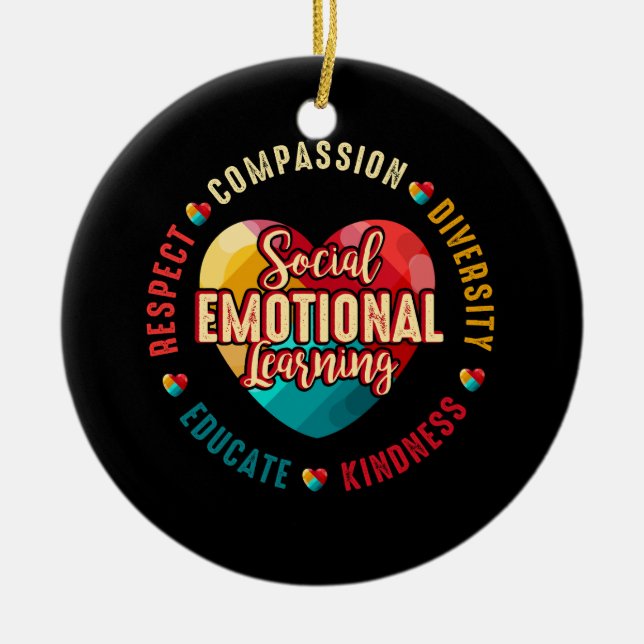 Social Emotional Learning Heart Counselor Teacher Julgransprydnad Keramik (Framsidan)