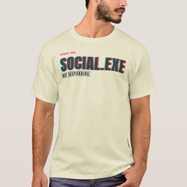 Social.exe Svarar Inte | Glitch Tech Humor Desi T Shirt (Framsida)