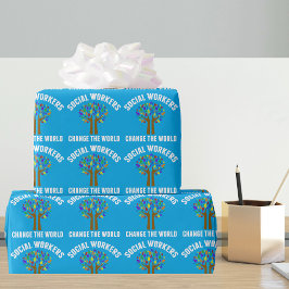 Social förändrar världen blått presentpapper