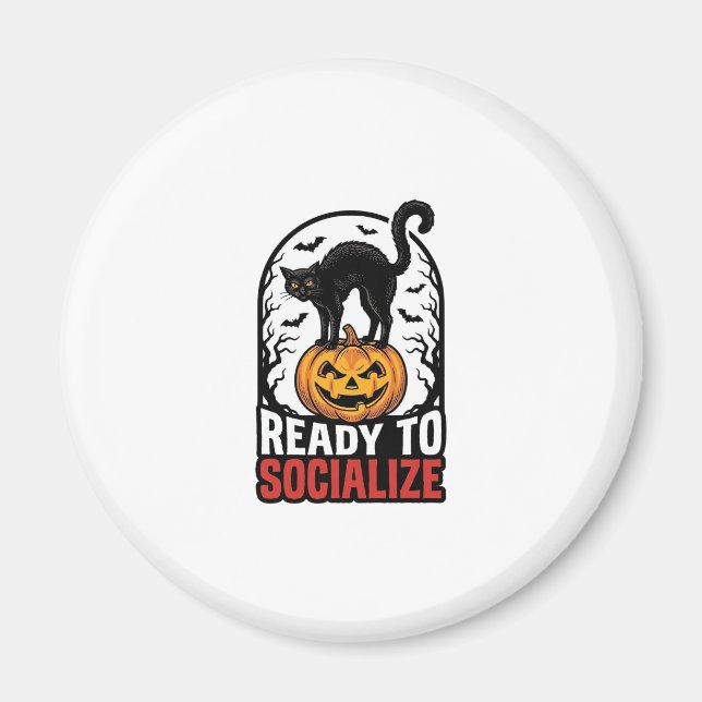 Social Halloween Katt Skräckfest Humor Design_1 Magnet (Framsidan)