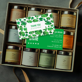 Social-ikoner med Tropiska Monstera Löv QR-koden,  Visitkort