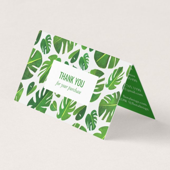 Social-ikoner med Tropiska Monstera Löv QR-koden,  Visitkort (Framsida)