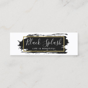 Social Influencer Black Paint Stroke & Modern Guld Mini Visitkort