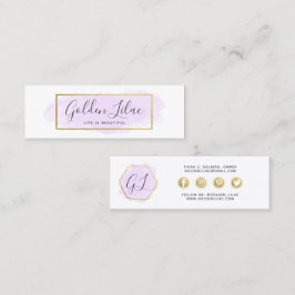 Social Influencer Pastel Lila Watercolor & Guld Mini Visitkort