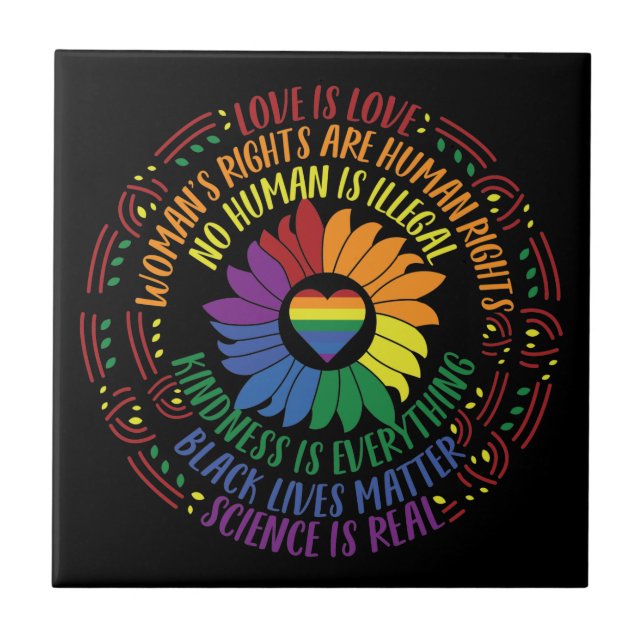 Social Justice Rainbow Färg Ord Art Kakelplatta (Framsidan)