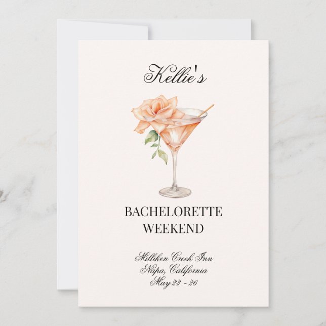 Social Klubb  Martini Cocktail w/QR Code Bach Inbjudningar (Framsida)