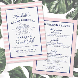 Social Klubb Preppy Bachelorette Party Inbjudningar