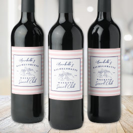 Social Klubb Preppy Bachelorette Party Vinflaska Etikett