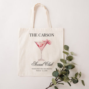 Social Klubb Rosa Cocktail Bachelorette Canvas Tygkasse