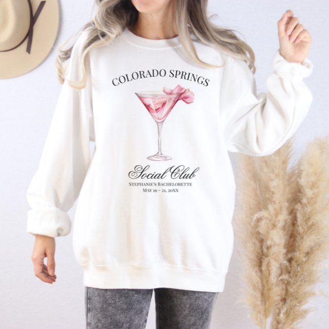Social Klubb Rosa Cocktail Bachelorette Resa T Shirt (Custom Location Pink Cocktail Social Club Sweat Shirt)
