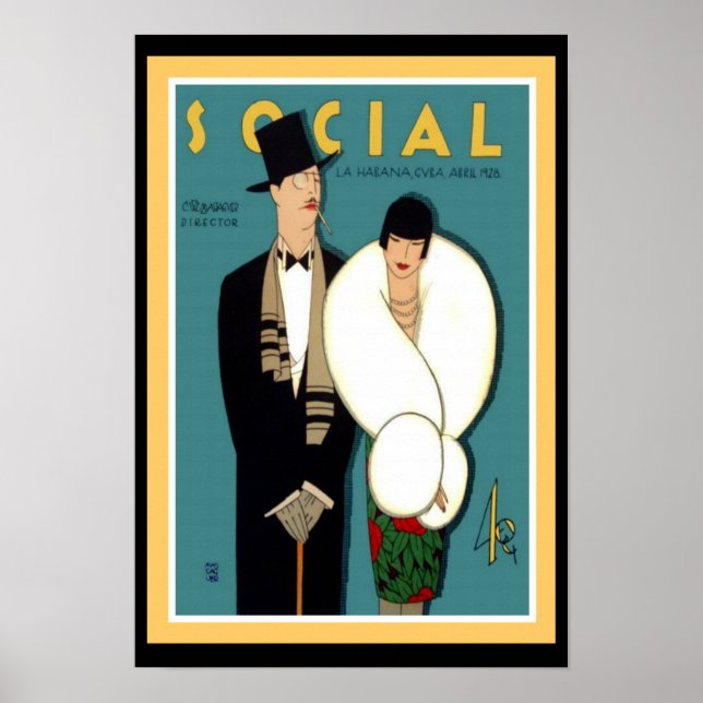 Social La Habana Art Deco Poster 13 x 19 (Framsidan)
