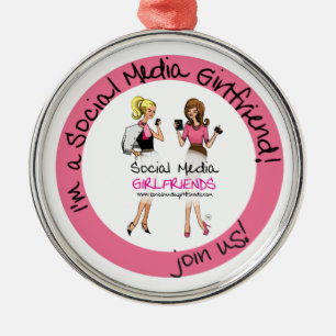 Social massmediaflickvänprydnad julgransprydnad metall