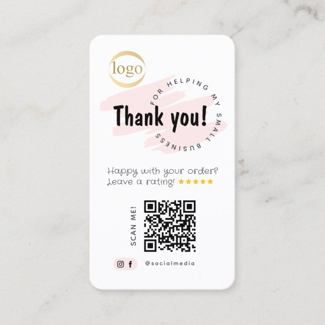 Social Media Add QR Code & Logo Thank You Visitkort (Framsida)