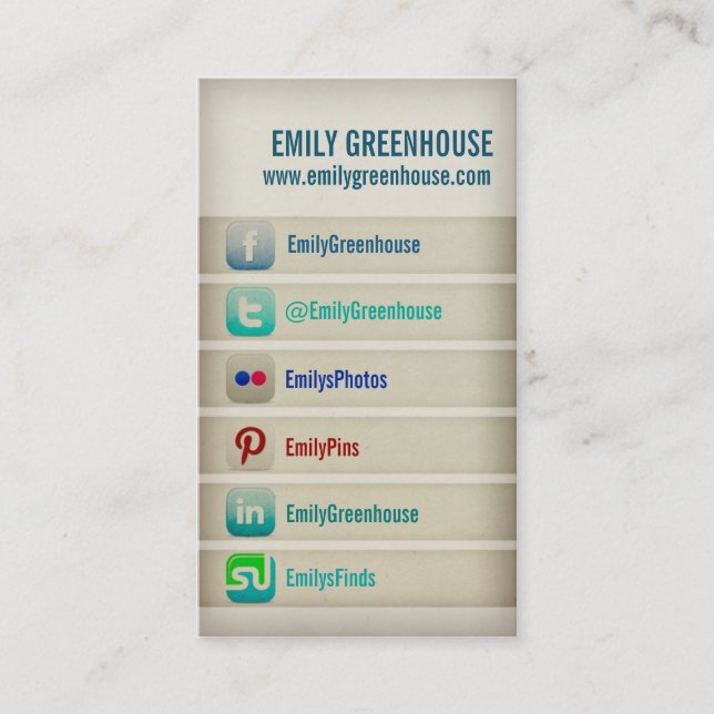 Social media affärskort Facebook Twitter Visitkort (Framsida)