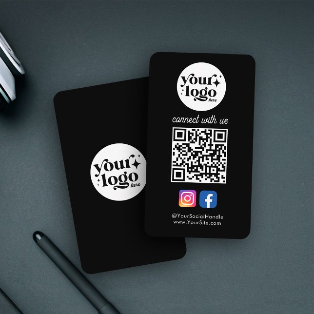 Social Media Anpassningsbar Logotyp QR-kod svart f Visitkort (Skapare uppladdad)