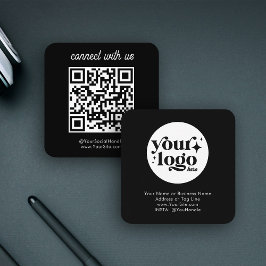 Social Media Anpassningsbar Logotyp QR-kod, svart, Fyrkantigt Visitkort
