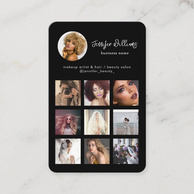 Social Media Anpassningsbar QR-kod och fotosvart m Visitkort (Framsida)