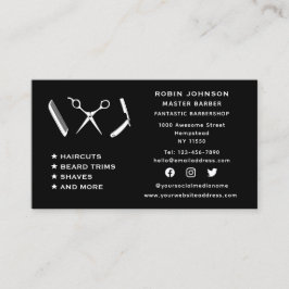Social Media Barber Barbershop Beard Trim Shave Visitkort