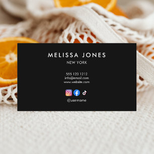 Social Media Black and White Minimalist Visitkort