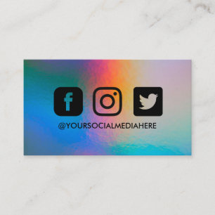 Social Media Black HoloGraph Elegant Modern Visitkort