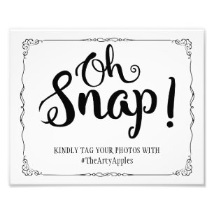 social media bröllop-teckenhashtag oh snap in fototryck