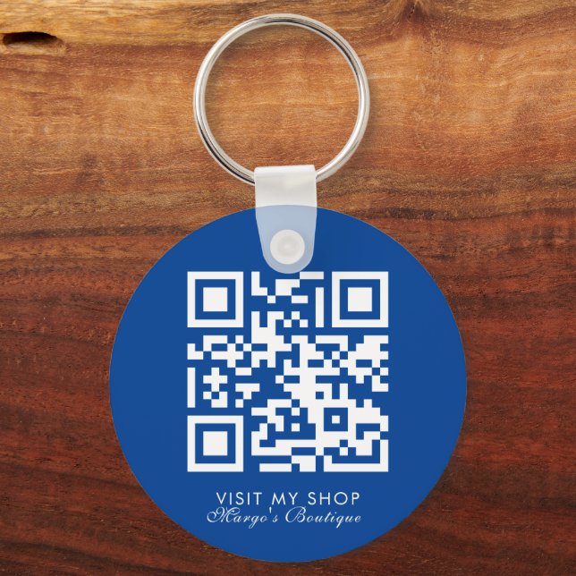 Social Media Business Logotyp QR Code Boutique Blu Nyckelring (Framsida)