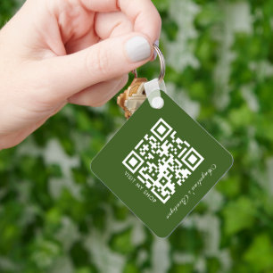 Social Media Business Logotyp QR Code Grönt Rand Nyckelring