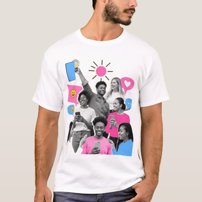 Social Media Communication och Lycklig People T Shirt (Framsida)