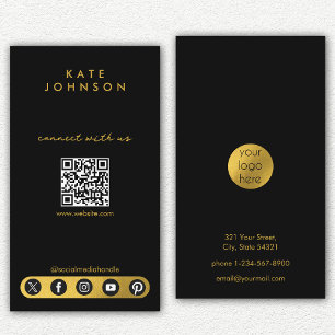 Social Media Connect med USA i Black Guld Logotyp Visitkort