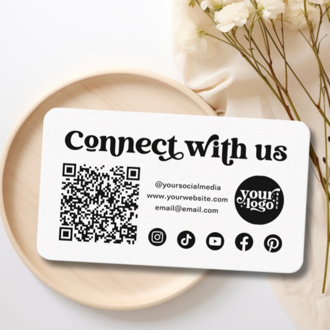 Social Media Connect med USA QR-kod vit Visitkort (Skapare uppladdad)