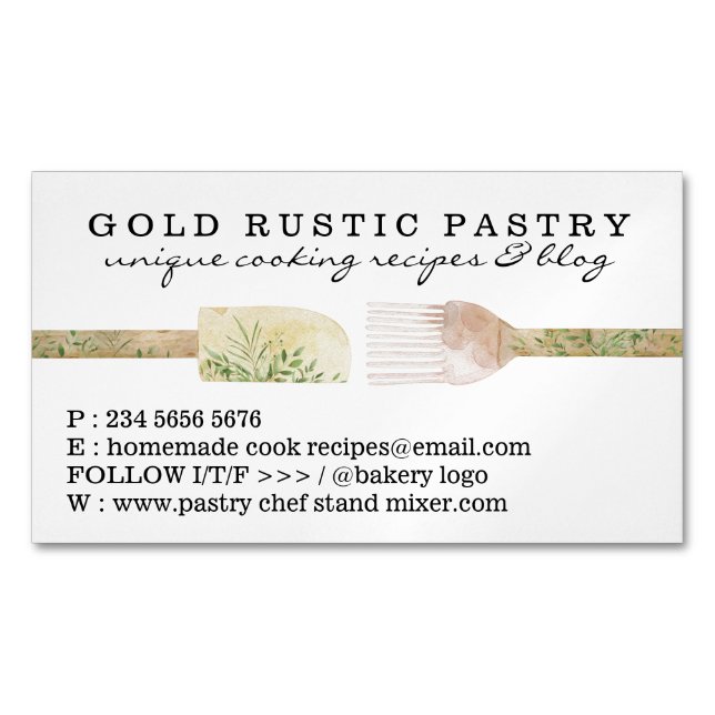 Social Media Cook Bloggare för bakverk Magnetiska Visitkort (Framsida)