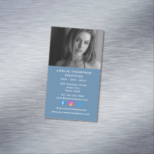 Social Media Cosmetolog Beautician Lodrät Magnetiska Visitkort