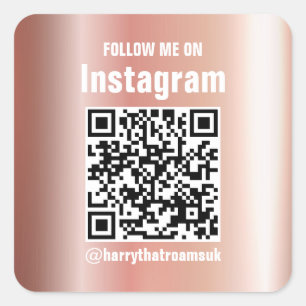 Social Media Decal,qr-kod till ditt Instagram, Fyrkantigt Klistermärke