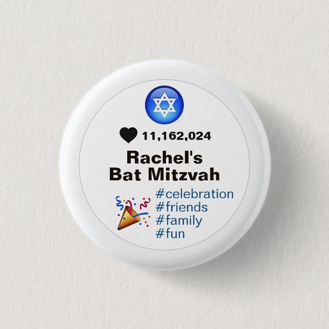 Social Media Emoji Bat mitzvah eller Pub Mitzvah Knapp (Framsida)