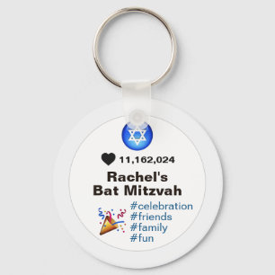 Social Media Emoji Bat mitzvah eller Pub Mitzvah Nyckelring