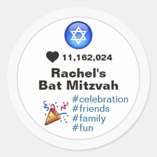 Social Media Emoji Bat mitzvah eller Pub Mitzvah Runt Klistermärke