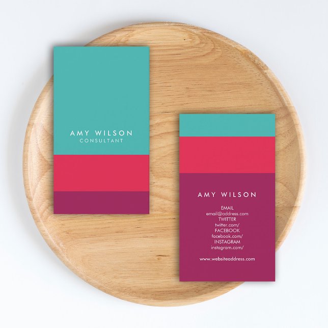 Social Media Färg Block Turcos Rosa Lila Visitkort (Skapare uppladdad)