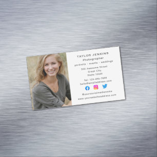 Social Media Freelance Photograf Headshot Photo Magnetiska Visitkort