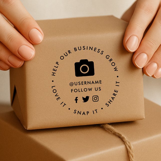 Social Media Gummistämpel | Följ Oss Företag Stämpel (Love it, Snap it, Share it - gain social followers with this stamp template)