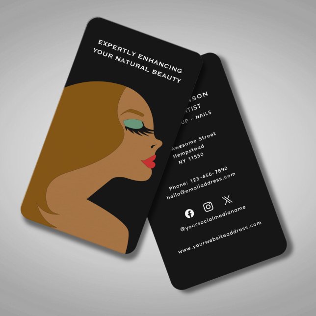 Social Media Hairstylist Makeup Artist Beautician Visitkort (Skapare uppladdad)
