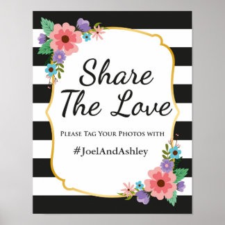 Social Media Hashtag Wedding Sign Poster