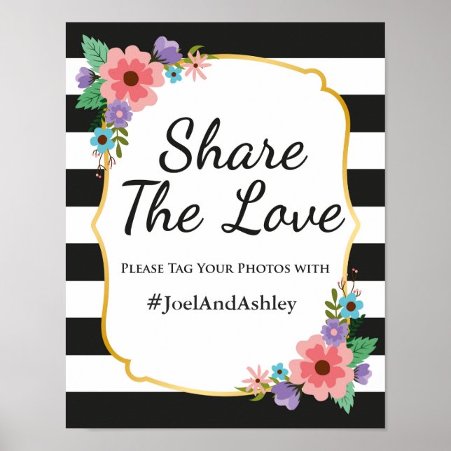 Social Media Hashtag Wedding Sign Poster (Framsidan)