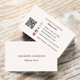 Social media i Beige kräm qr-kod Visitkort