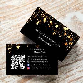 Social-media i Black guld stjärnor Qr-kod Visitkort