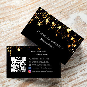 Social-media i Black guld stjärnor Qr-kod Visitkort